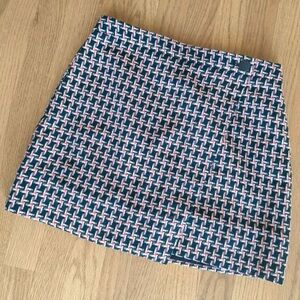 LOFT Navy and Pink Patterned Skirt